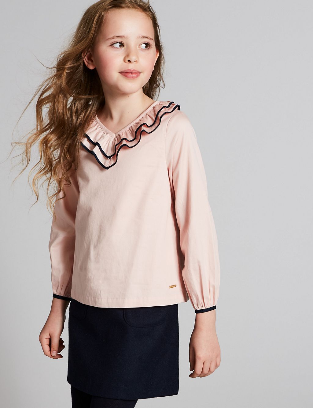 Pure Cotton Frill Neck Top (3-16 Years) 3 of 5