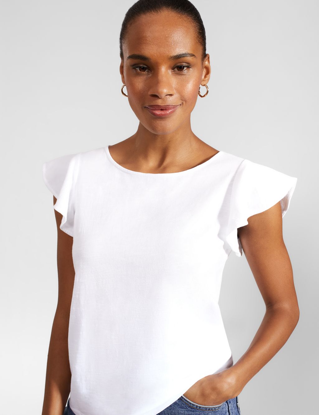 Pure Cotton Frill Sleeve Top 4 of 5