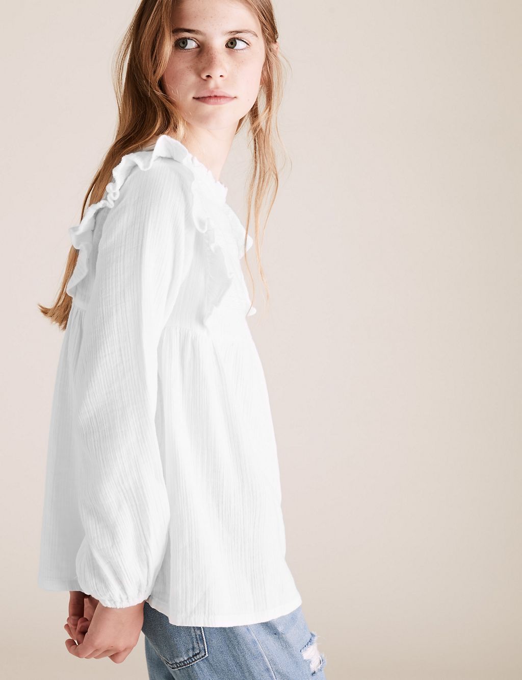 Pure Cotton Frill Top (6-16 Yrs) | M&S Collection | M&S