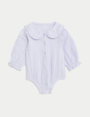 Pure Cotton Frilled Romper (7lbs-1 Yrs) Image 2 of 7
