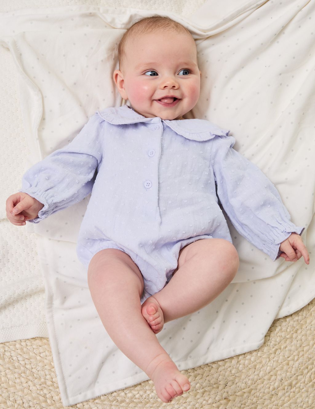 Pure Cotton Frilled Romper (7lbs-1 Yrs) 7 of 7