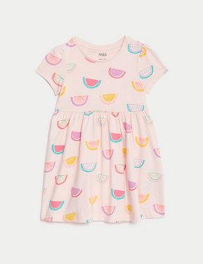 Pure Cotton Fruit Dress (0-3 Yrs) Image 2 of 5