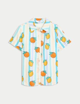 Pure Cotton Fruit Print Shirt & T-Shirt Set (2–8 Yrs) Image 2 of 6