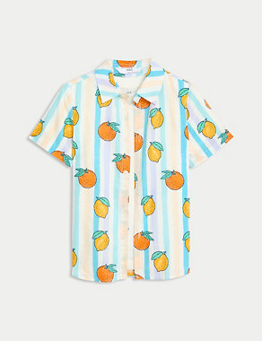 Pure Cotton Fruit Print Shirt & T-Shirt Set (2–8 Yrs) Image 2 of 6