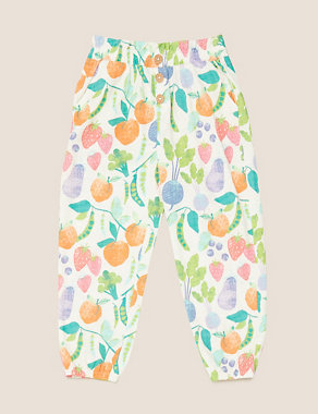 Pure Cotton Fruit Print Trousers (2-7 Yrs) Image 2 of 5