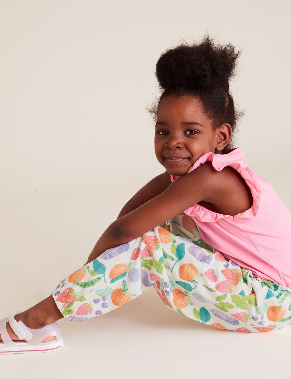 Pure Cotton Fruit Print Trousers (2-7 Yrs) | M&S