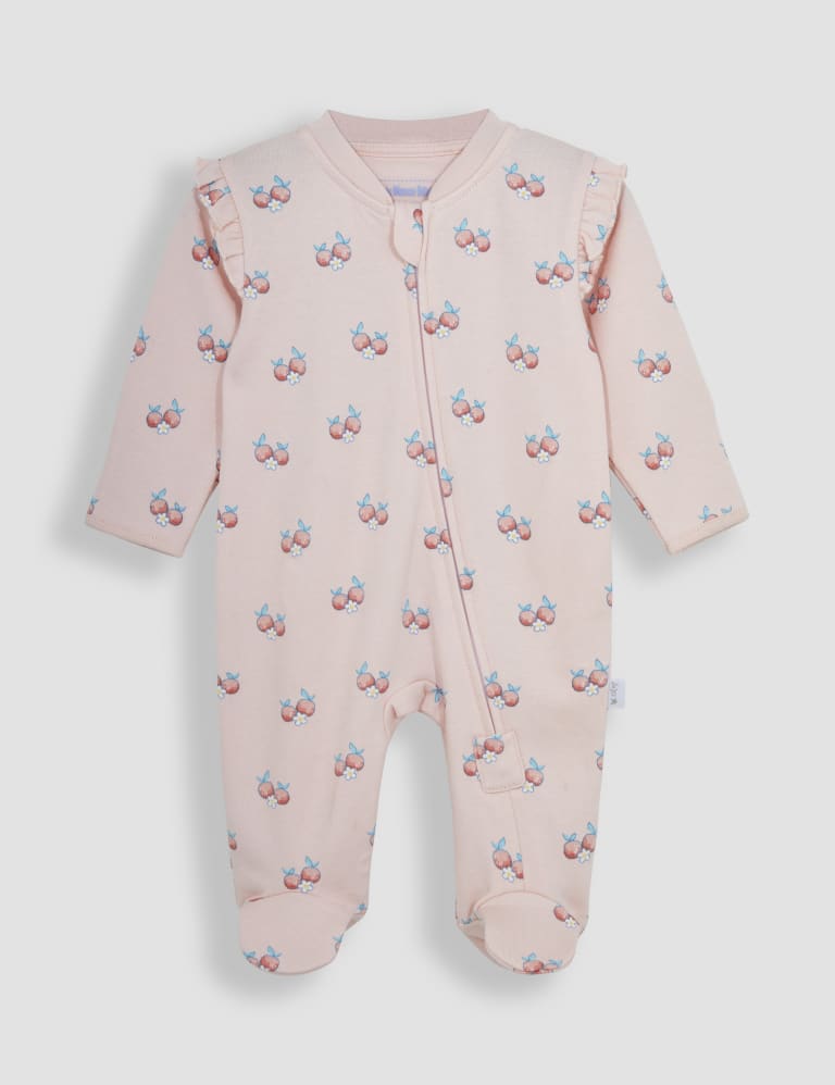 Pure Cotton Fruit Zip Sleepsuit (7lbs-12 Mths) 1 of 2