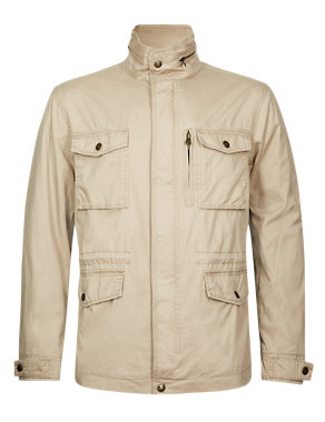 Pure Cotton Funnel Neck Field Jacket Image 2 of 5