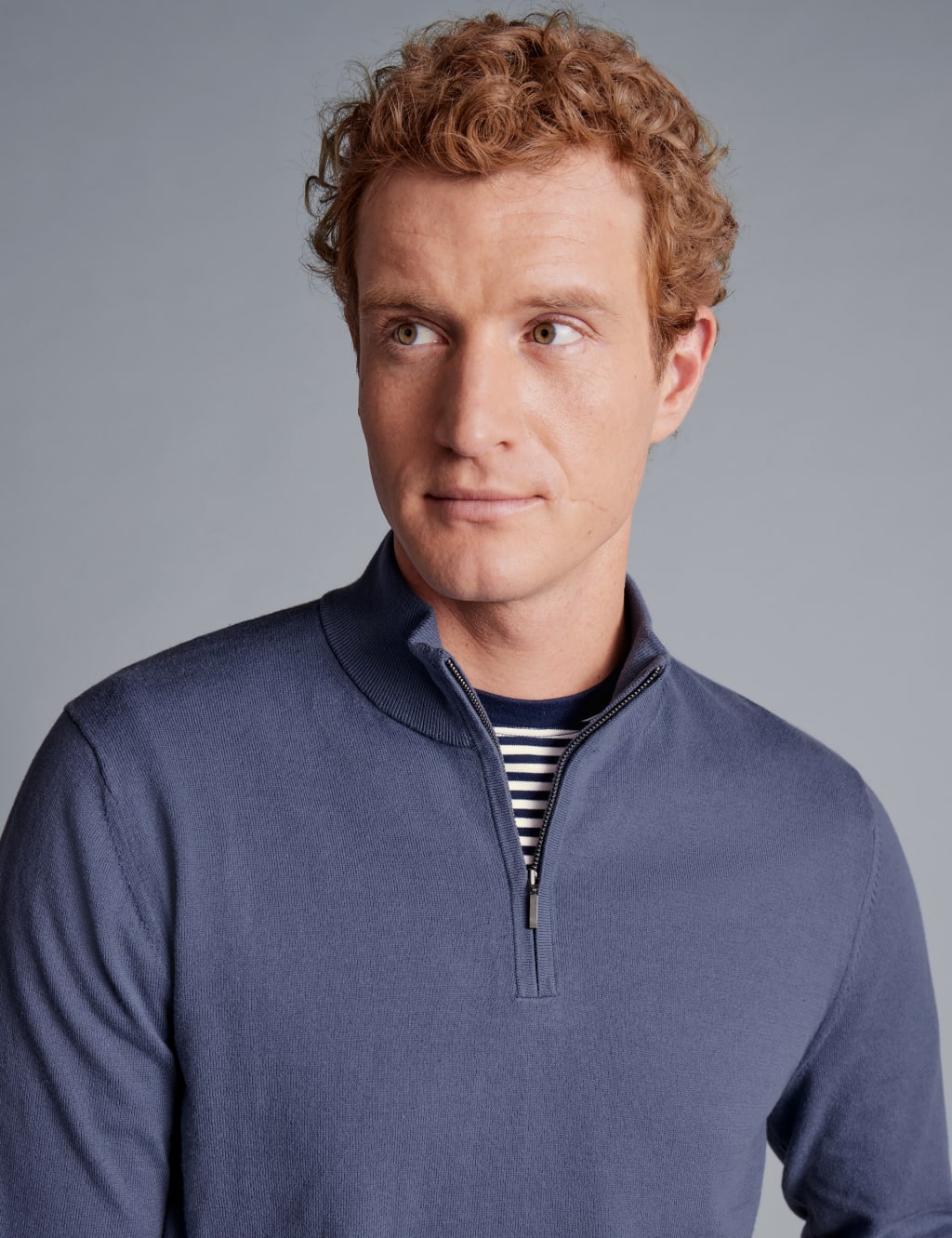 Pure Cotton Funnel Neck Half Zip Jumper Charles Tyrwhitt M&S