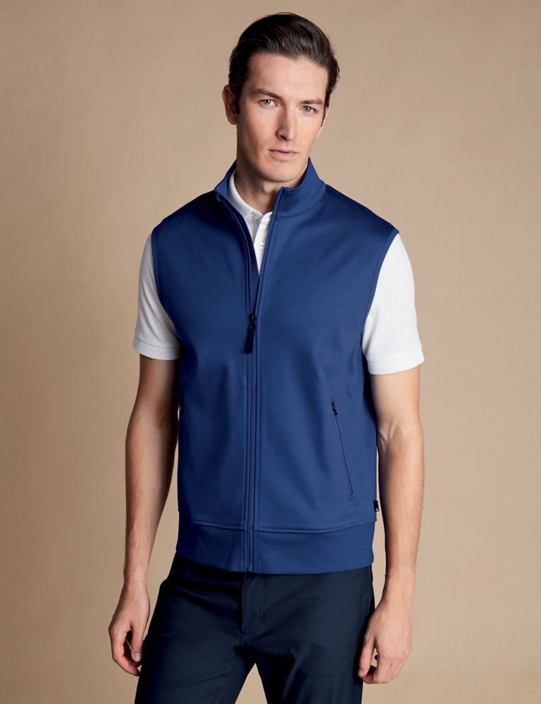 Pure Cotton Funnel Neck Zip Up Gilet 1 of 6