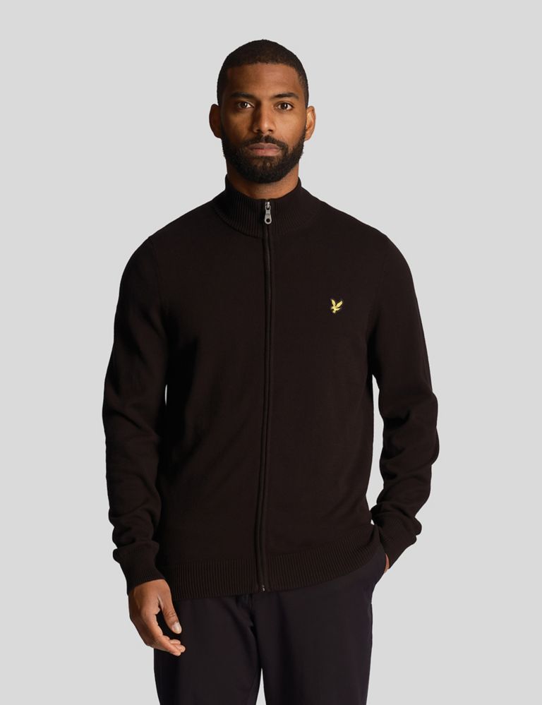 Pure Cotton Funnel Neck Zip Up Jumper 1 of 4