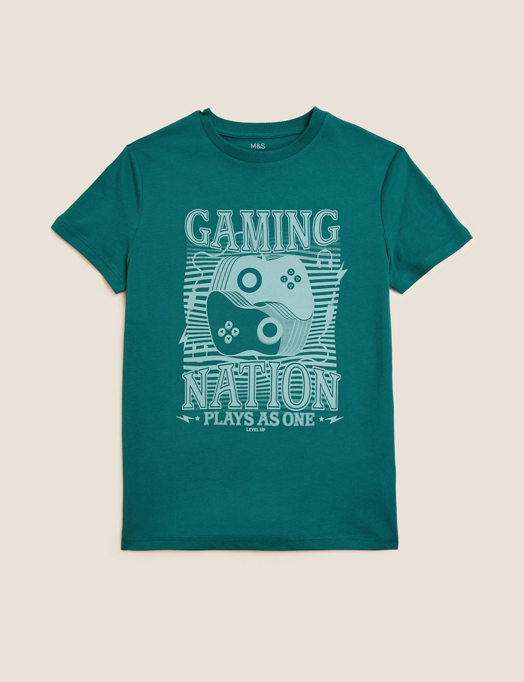 Pure Cotton Gaming Nation Slogan T-Shirt (6-16 Yrs) 1 of 4