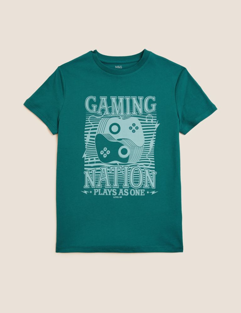 Pure Cotton Gaming Nation Slogan T-Shirt (6-16 Yrs) 2 of 4