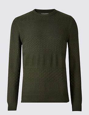 Pure Cotton Gansey Textured Jumper Image 2 of 4