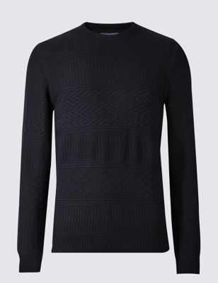 Pure Cotton Gansey Textured Jumper Image 2 of 4