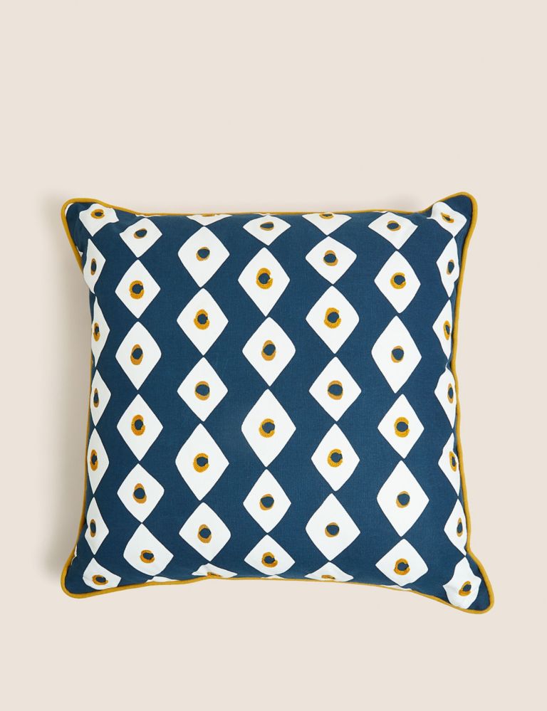 Pure Cotton Geometric Embroidered Cushion 1 of 6