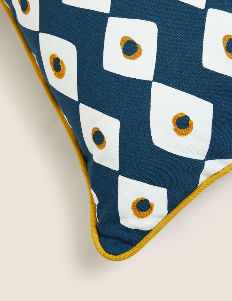Pure Cotton Geometric Embroidered Cushion 5 of 6