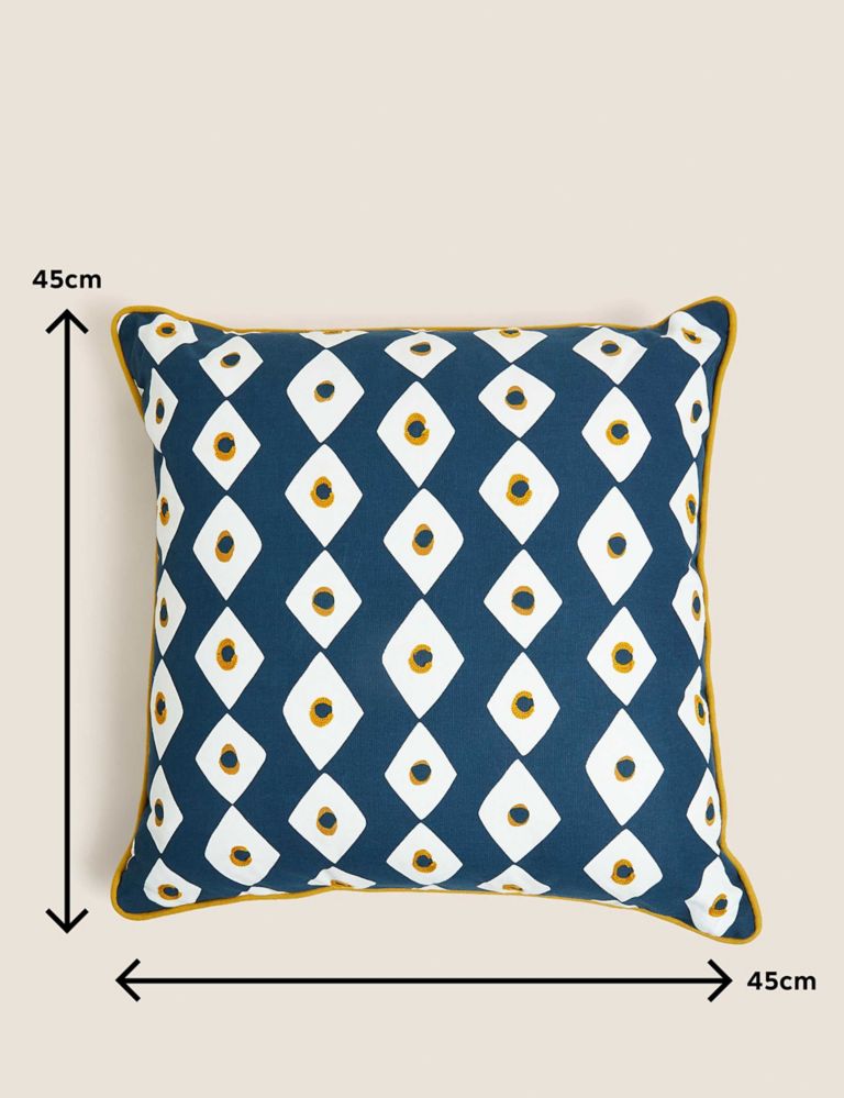 Pure Cotton Geometric Embroidered Cushion 6 of 6