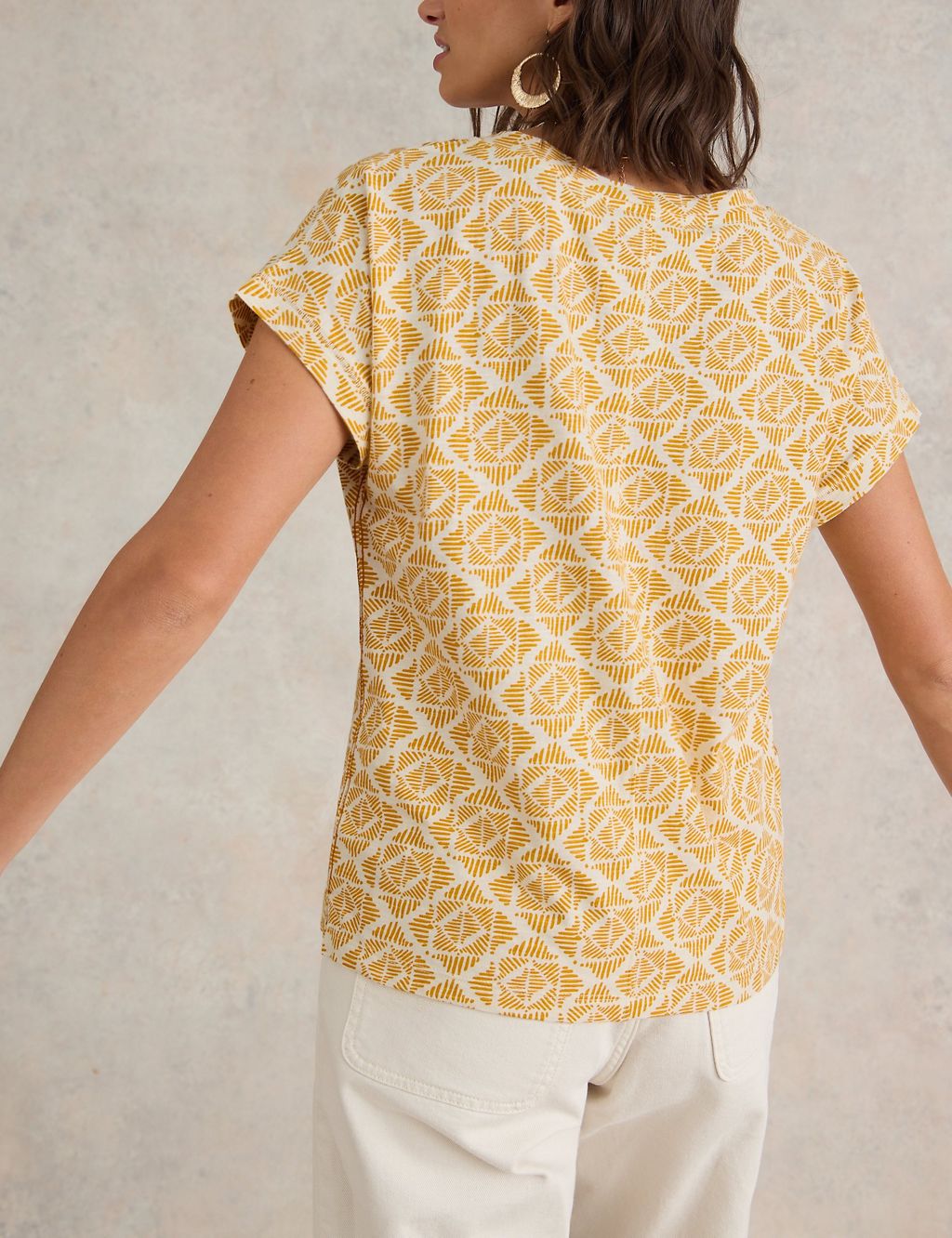 Pure Cotton Geometric Embroidered T-Shirt 4 of 6