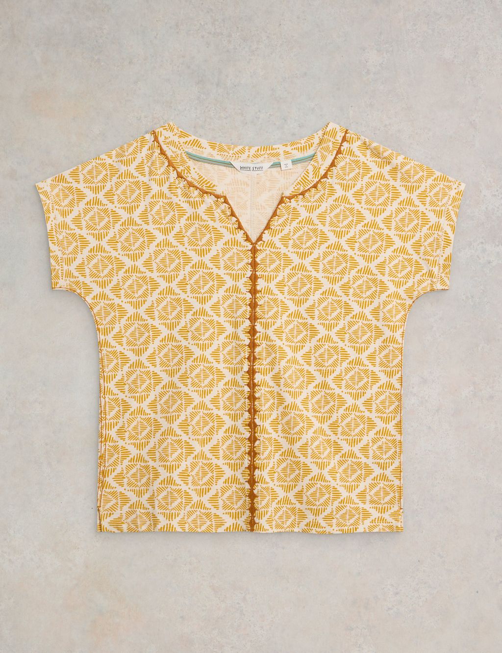 Pure Cotton Geometric Embroidered T-Shirt 1 of 6