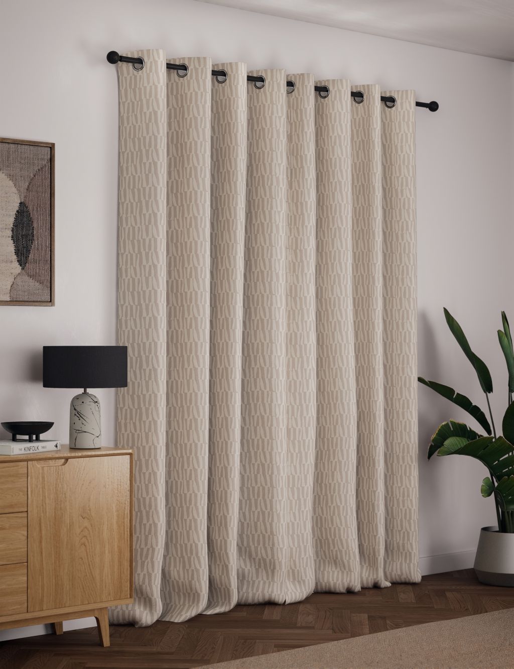 Pure Cotton Geometric Eyelet Curtains 4 of 5