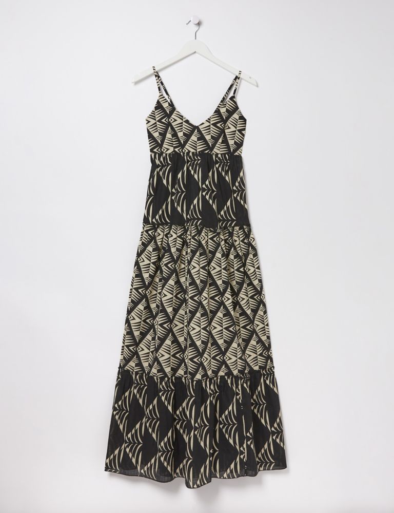 Pure Cotton Geometric Midi Waisted Dress 2 of 5