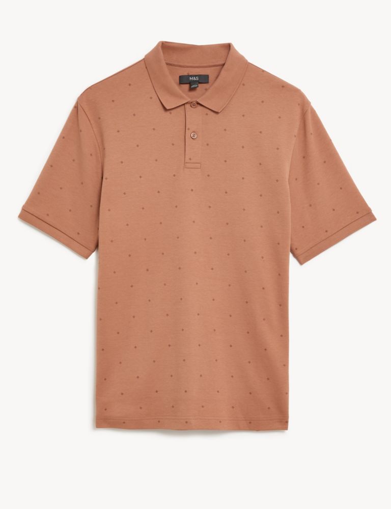 Pure Cotton Geometric Polo Shirt 1 of 1