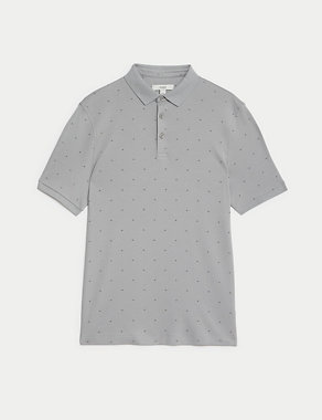 Pure Cotton Geometric Print Polo Shirt Image 2 of 5