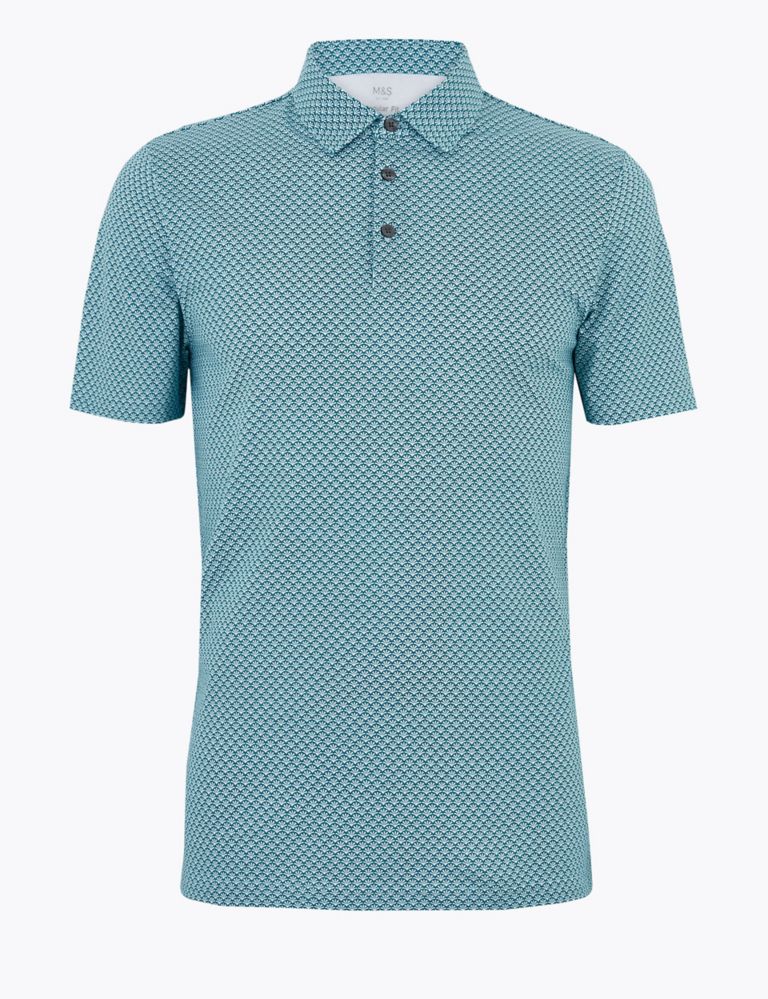 Pure Cotton Geometric Print Polo Shirt 1 of 1