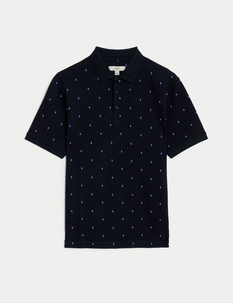 Pure Cotton Geometric Print Polo Shirt 2 of 5