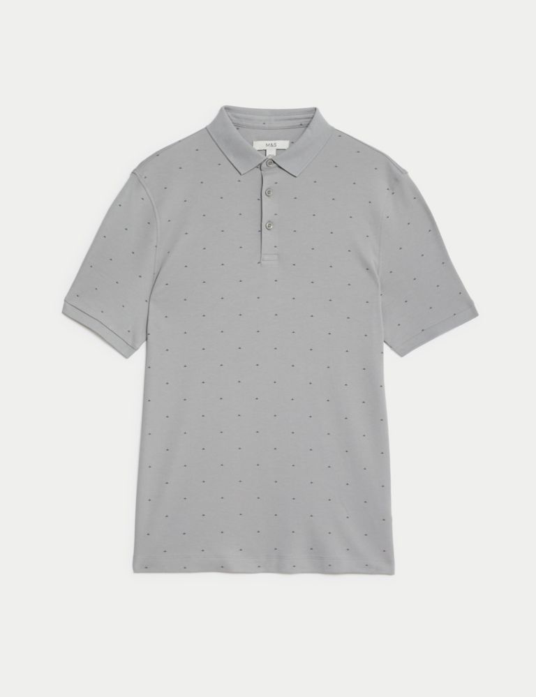 Pure Cotton Geometric Print Polo Shirt | M&S Collection | M&S