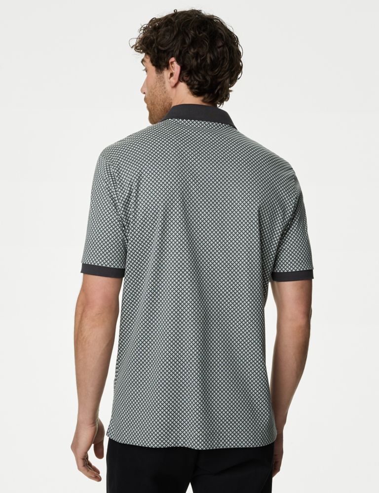 Pure Cotton Geometric Print Polo Shirt 5 of 5