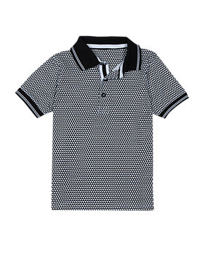 Pure Cotton Geometric Print Polo Shirts (1-7 Years) Image 2 of 3