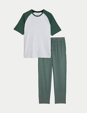 Pure Cotton Geometric Print Pyjama Set Image 2 of 6