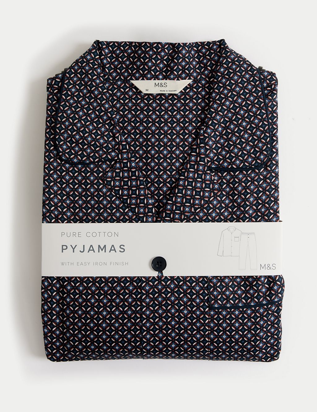 Pure Cotton Geometric Print Pyjama Set 6 of 6