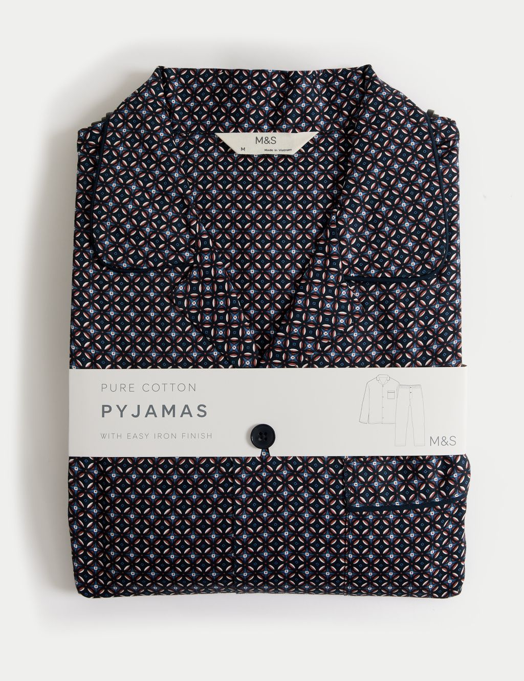 Pure Cotton Geometric Print Pyjama Set 6 of 6