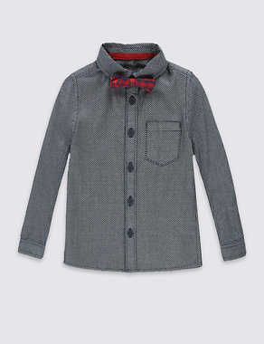 Pure Cotton Geometric Shirt with Bow Tie (1-7 Years) Image 2 of 3