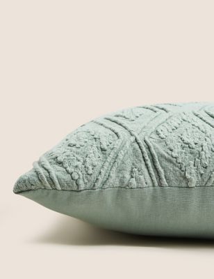 Pure Cotton Geometric Textured Cushion Image 2 of 6