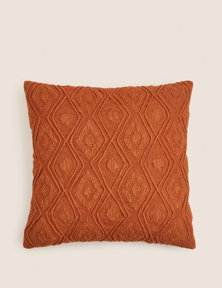 Pure Cotton Geometric Textured Cushion 1 of 5