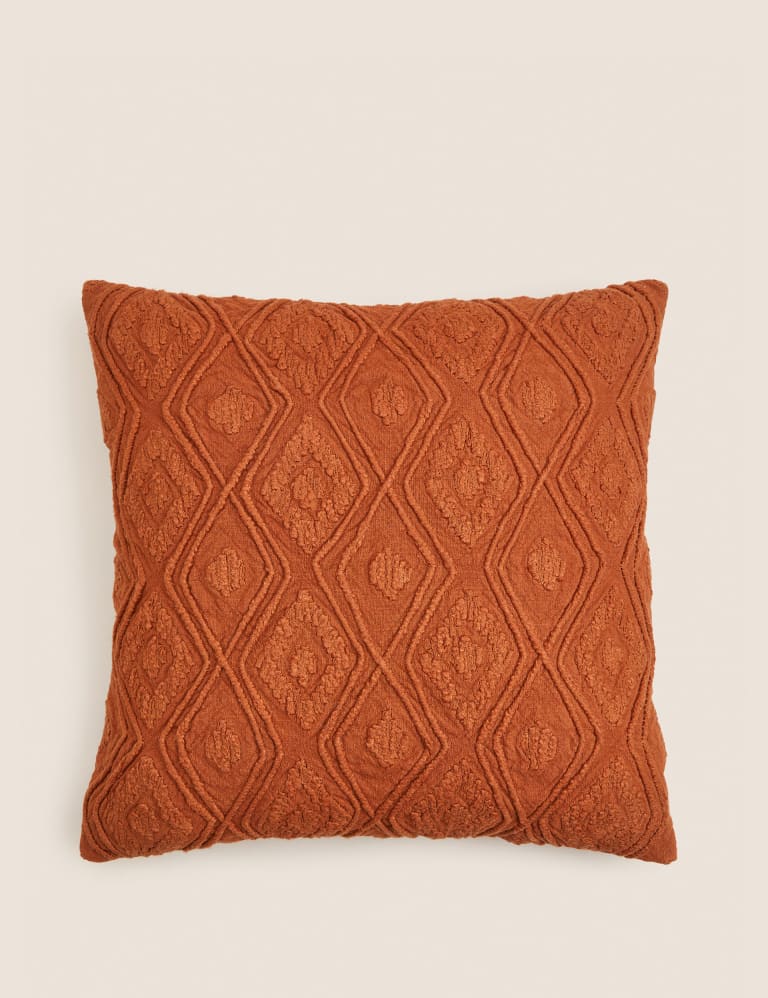 Pure Cotton Geometric Textured Cushion 1 of 5