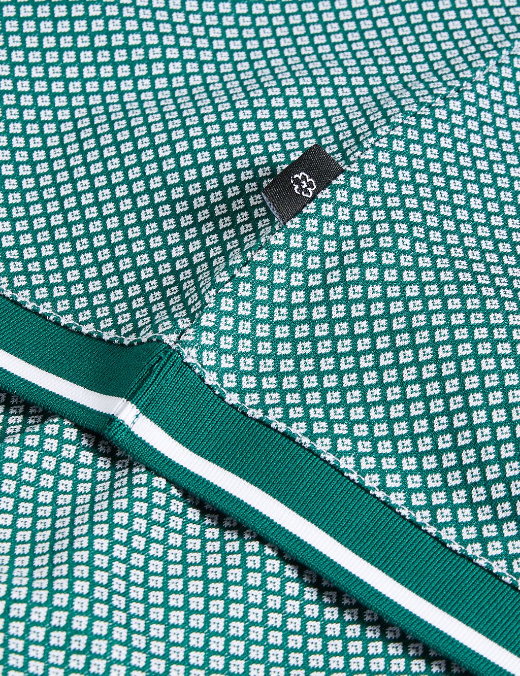 Pure Cotton Geometric Textured Polo Shirt 4 of 5