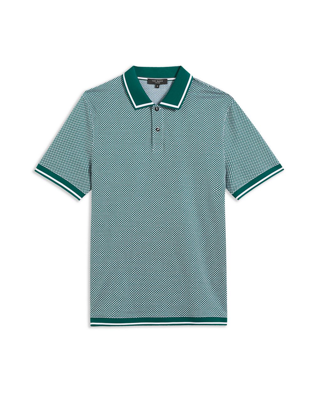 Pure Cotton Geometric Textured Polo Shirt 1 of 5
