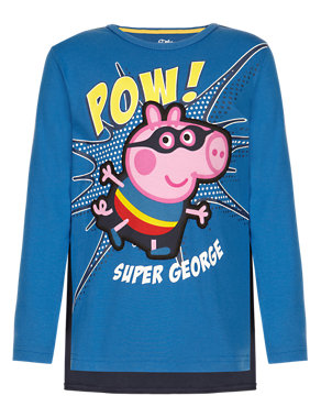 Pure Cotton George Pig™ Boys T-Shirt with Cape (1-7 Years) Image 2 of 4
