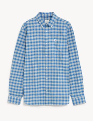 women Cotton Gingham Check Oxford Shirt Image 2 of 4