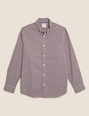 Pure Cotton Gingham Check Oxford Shirt Image 2 of 5