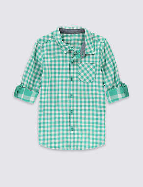 Pure Cotton Gingham Checked Double Face Shirt (1-7 Years) Image 2 of 4