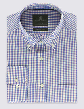Pure Cotton Gingham Checked Oxford Shirt Image 2 of 5