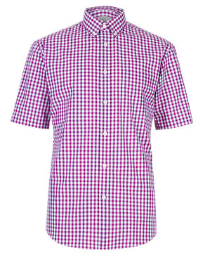 Pure Cotton Gingham Checked Shirt Image 2 of 5