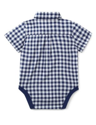 Pure Cotton Gingham Checked Shirt Bodysuit Image 2 of 3
