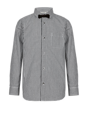 Pure Cotton Gingham Checked Shirt with Bow Tie (5-14 Years) Image 2 of 4